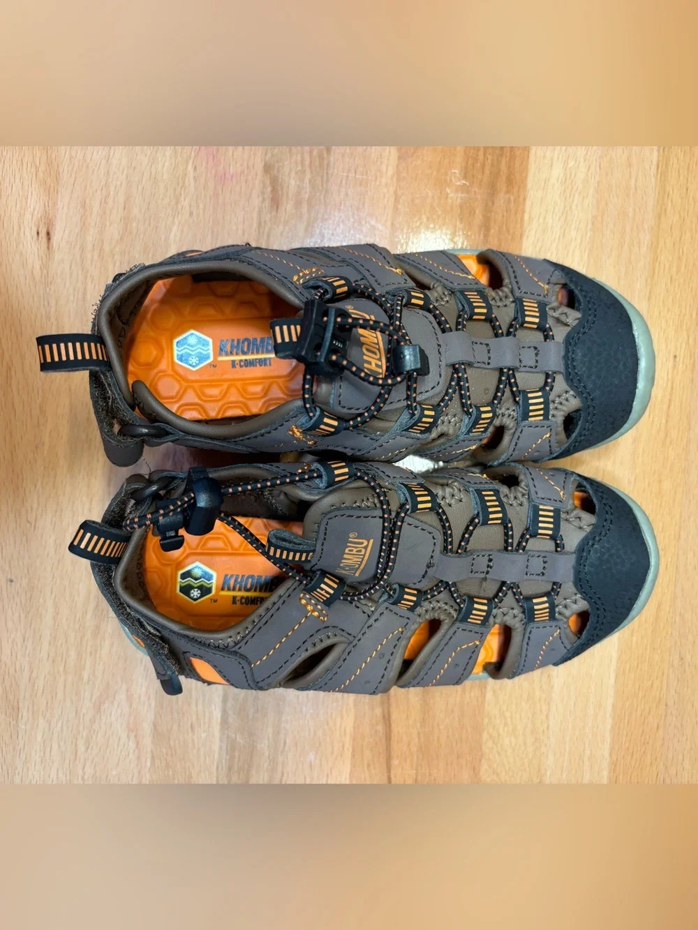 Khombu Brown and Orange Kids Outdoor Trek Sandals